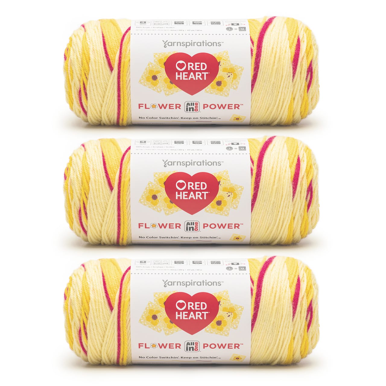 3 Pack Red Heart® All In One Flower Power™ Yarn